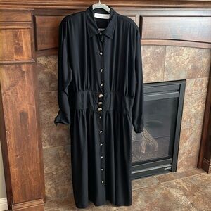Sophisticated classy chic vintage black collared shirt dress steampunk 1X